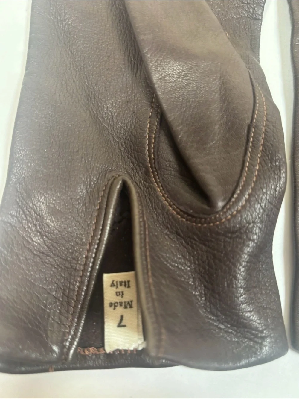 Vintage Italian Unlined Buttery Soft Leather Gloves Womens Size 7 Dark Brown
